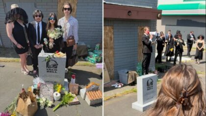 'We lived, laughed, and loved mas': West Seattle viral artist holds funeral for long-closed Taco Bell