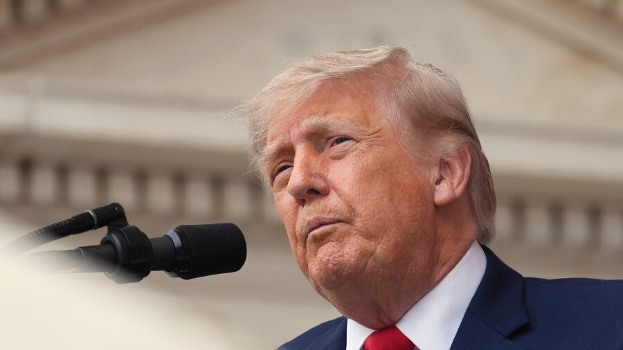 President Donald Trump speaks during the 158th National Memorial Day Observance coinciding with the...