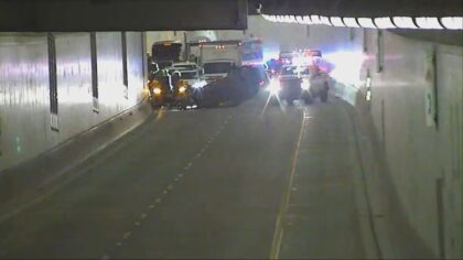 SR 99 northbound tunnel blocked after Prius flips over