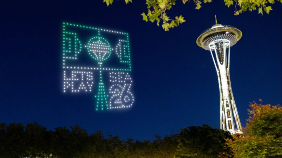 Seattle FIFA World Cup Drone Show Seattle Space Needle...