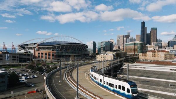 Sound Transit light rail suspended between Northgate and Capitol Hill ...