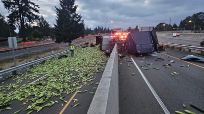corn I-5 semi-truck crash...