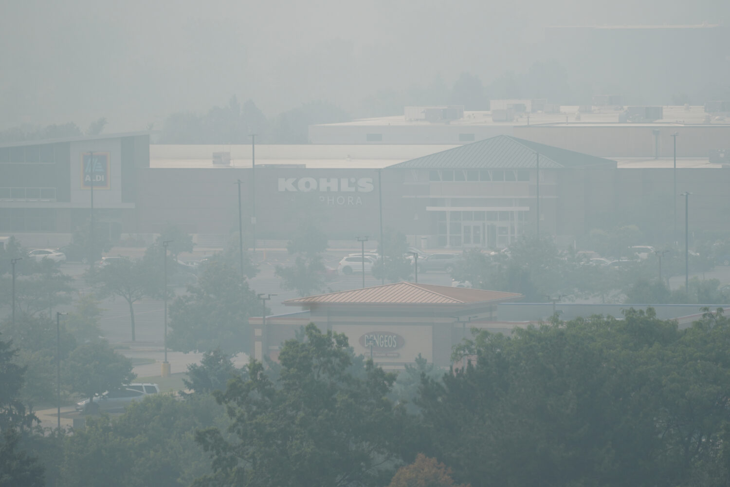 A general view of street mall during poor air quality due to dense smoke from Canadian wildfires in...