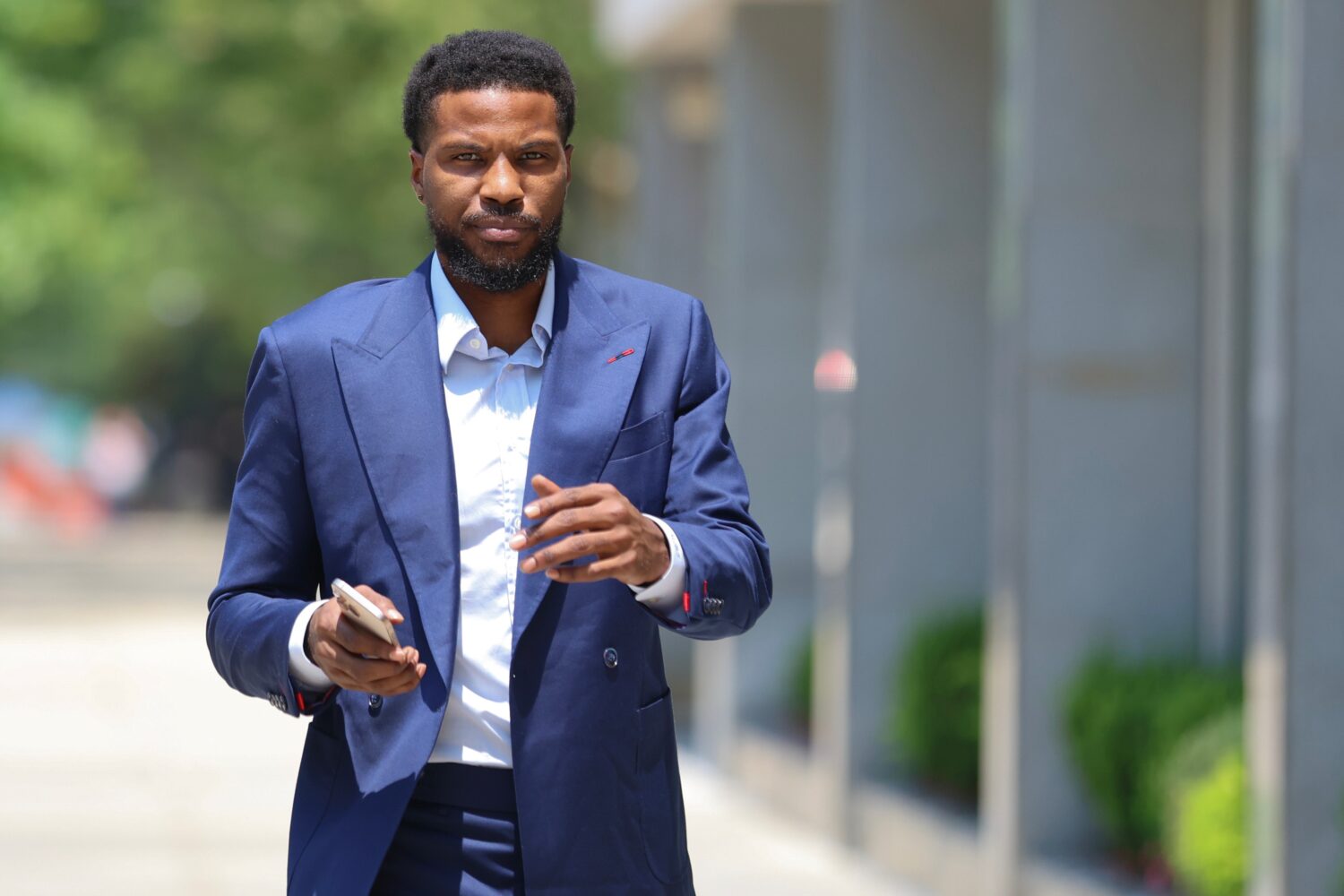 Former NBA player Malik Beasley arrives outside of Brooklyn federal court, Wednesday, July 1, 2026,...