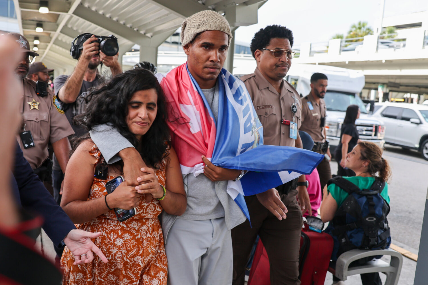 Cuban dissident artist Luis Manuel Otero Alcántara arrives at Miami International Airport on Satur...