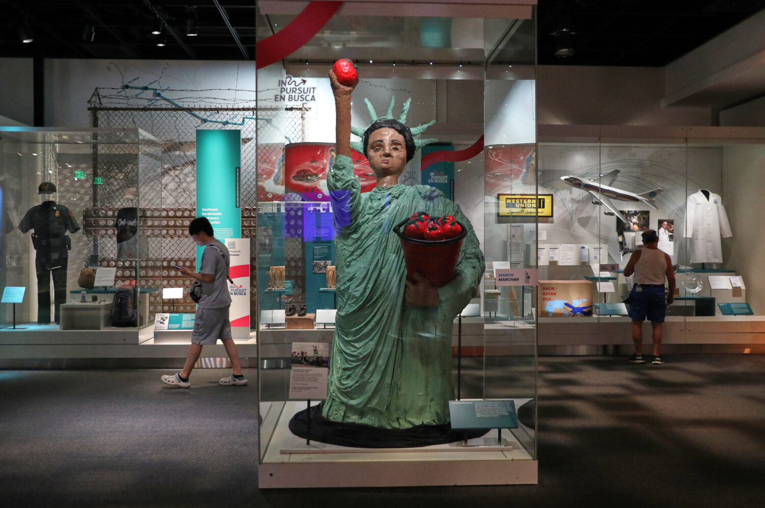 People views displays at the Smithsonian museum a day after Independence Day celebrations honoring ...