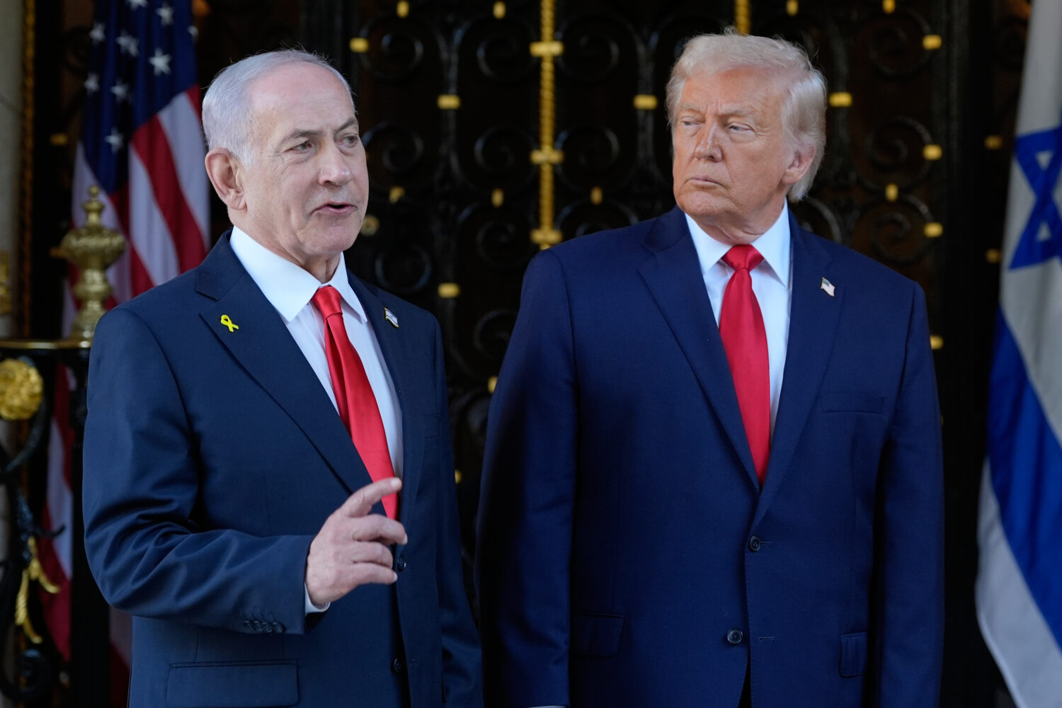 FILE - President Donald Trump listens as Israel's Prime Minister Benjamin Netanyahu speaks at Presi...
