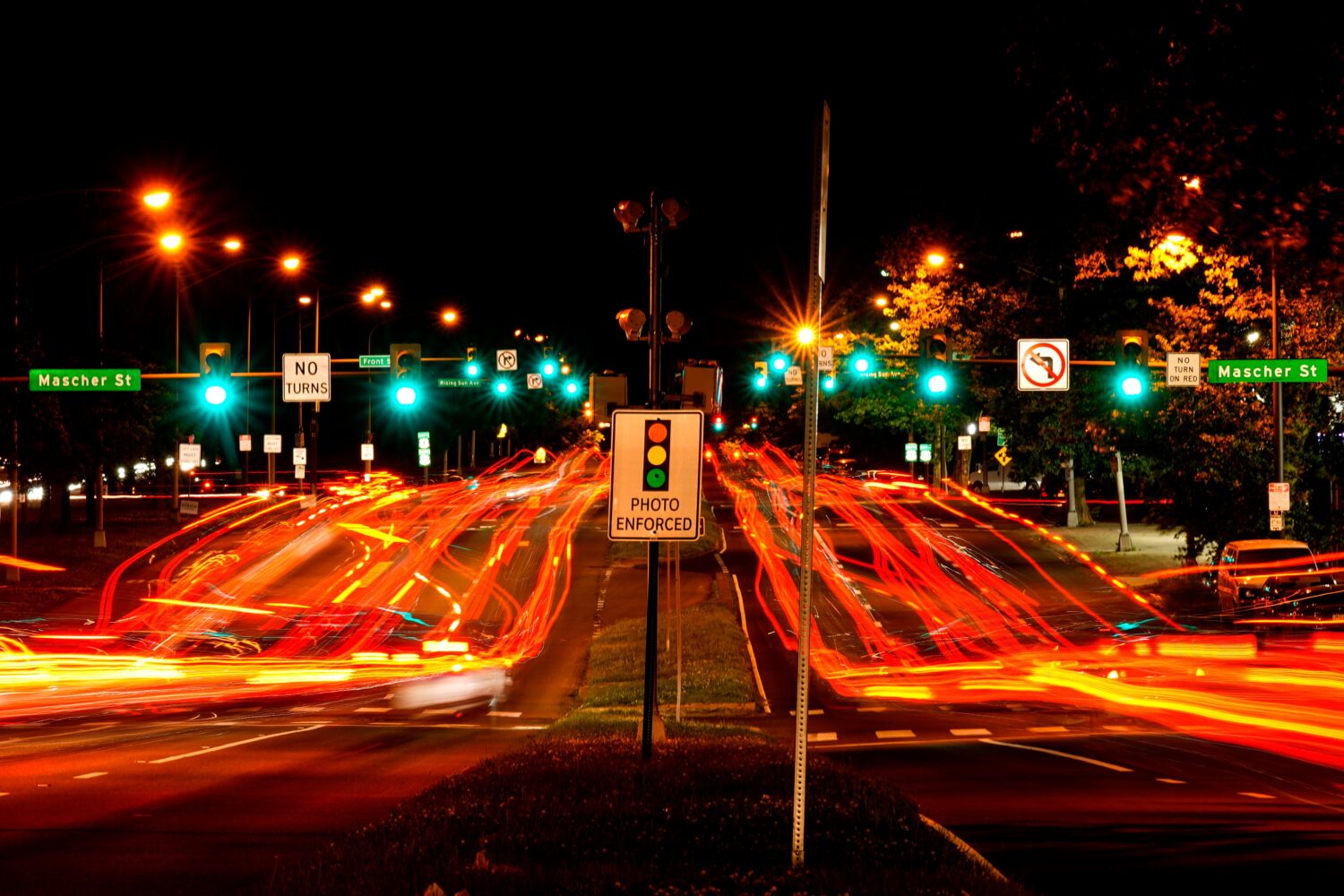 FILE - This long exposure photo shows traffic driving on Roosevelt Boulevard in Philadelphia, May 2...
