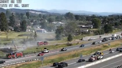 1 lane blocked on SR 167 in Auburn due to brush fire