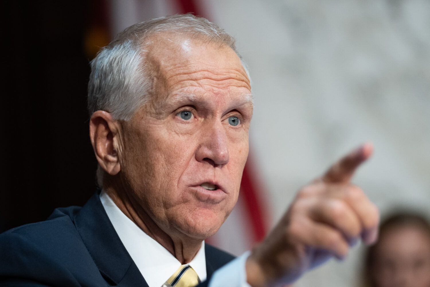 Sen. Thom Tillis, R-N.C., speaks during a Senate Judiciary Committee hearing with Acting Attorney G...