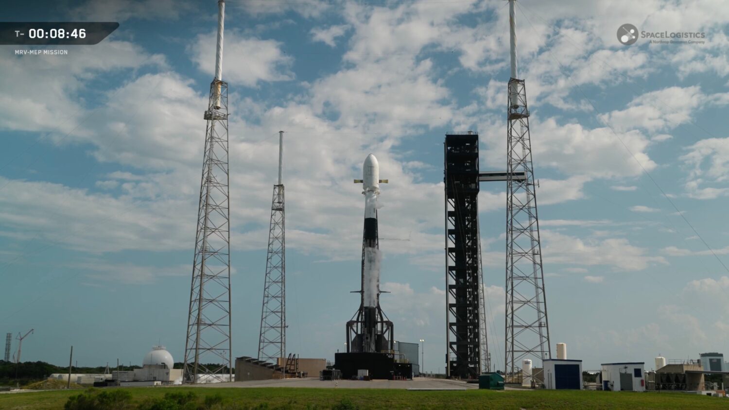This image from video provided by SpaceX shows a Falcon 9 rocket carrying Northrop Grumman’s miss...