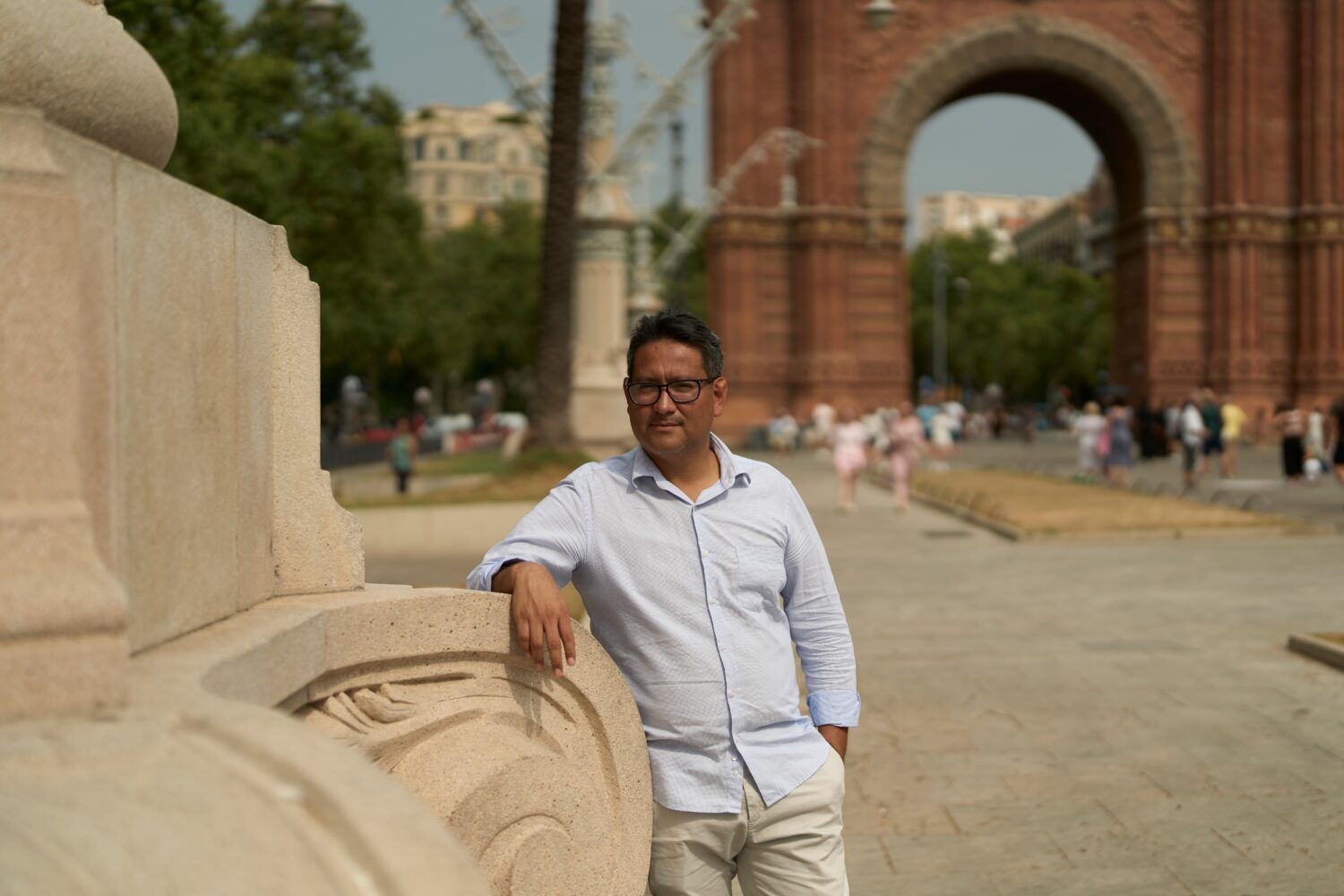 Juan Carlos Arce, human rights defender and refugee from Nicaragua, poses for a photo in Barcelona,...