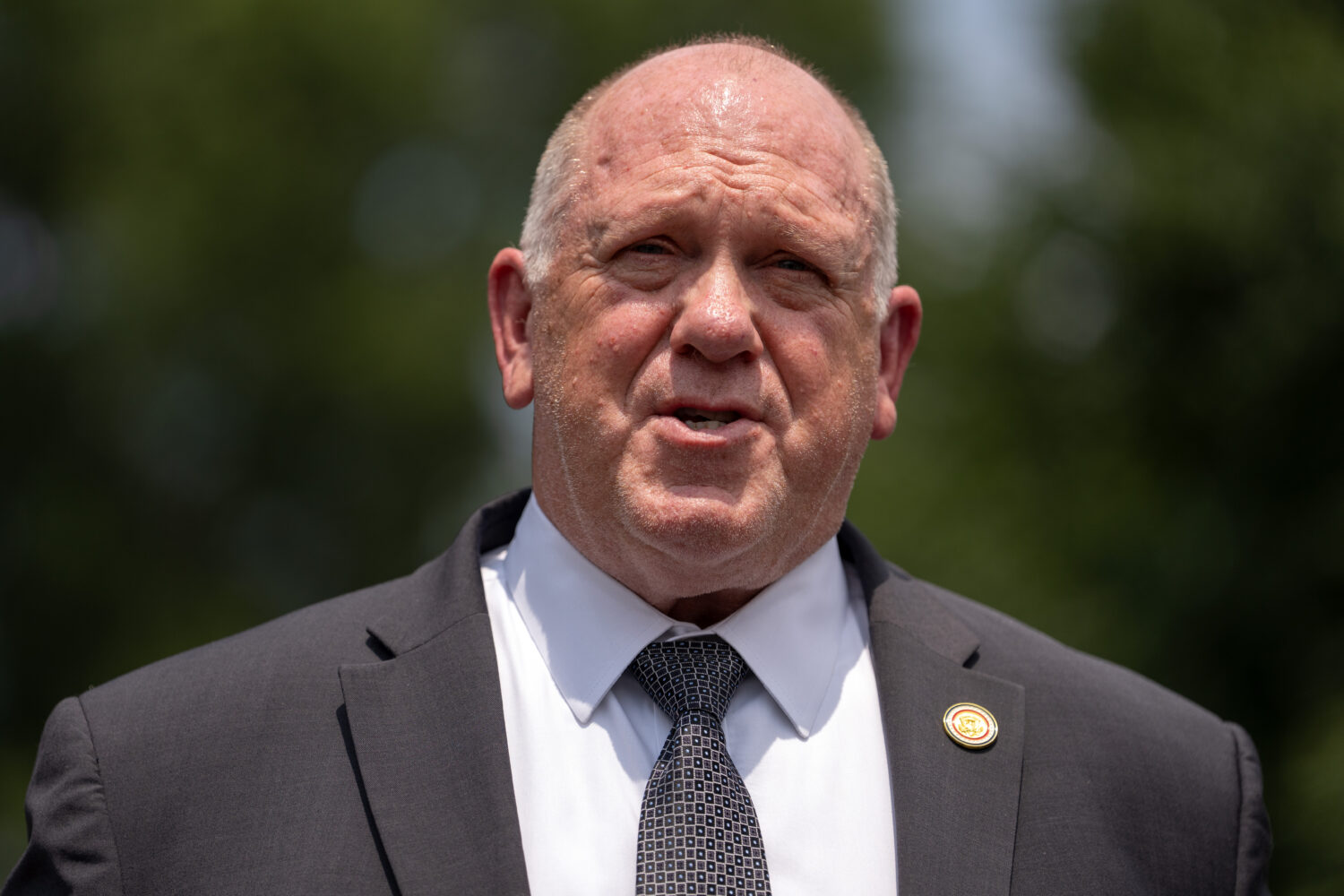 White House border czar Tom Homan speaks with reporters outside the White House, Monday, July 20, 2...