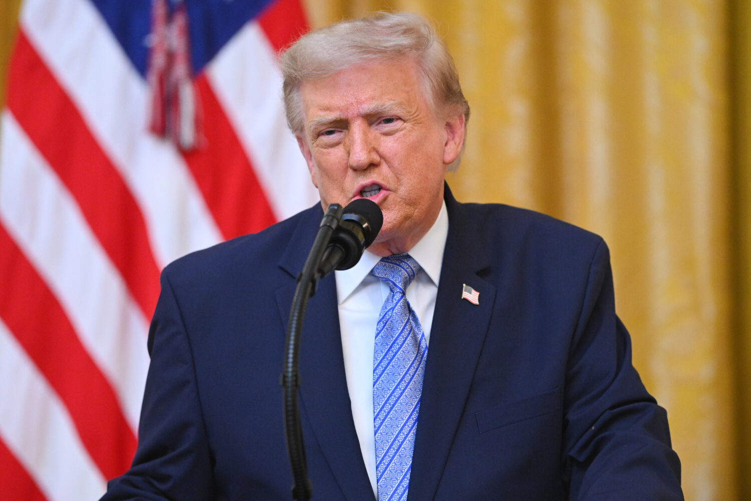 President Donald Trump speaks in the East Room of the White House, Thursday, July 16, 2026, in Wash...