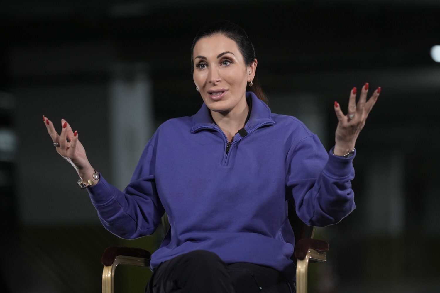 Laura Loomer speaks during her interview with The Associated Press, in Kyiv, Ukraine, Sunday, July ...