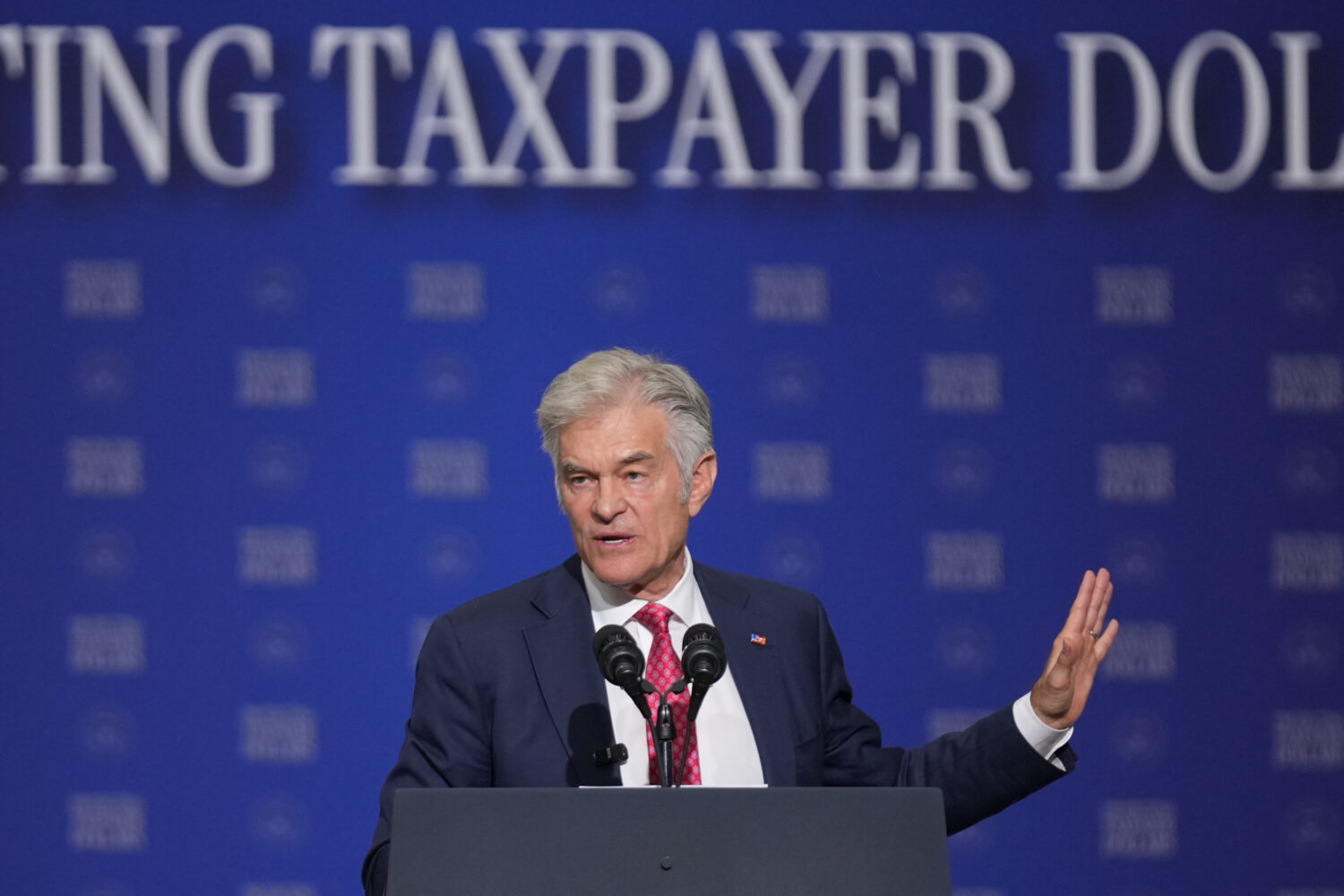 Centers for Medicare & Medicaid Services administrator Dr. Mehmet Oz speaks before Vice President J...