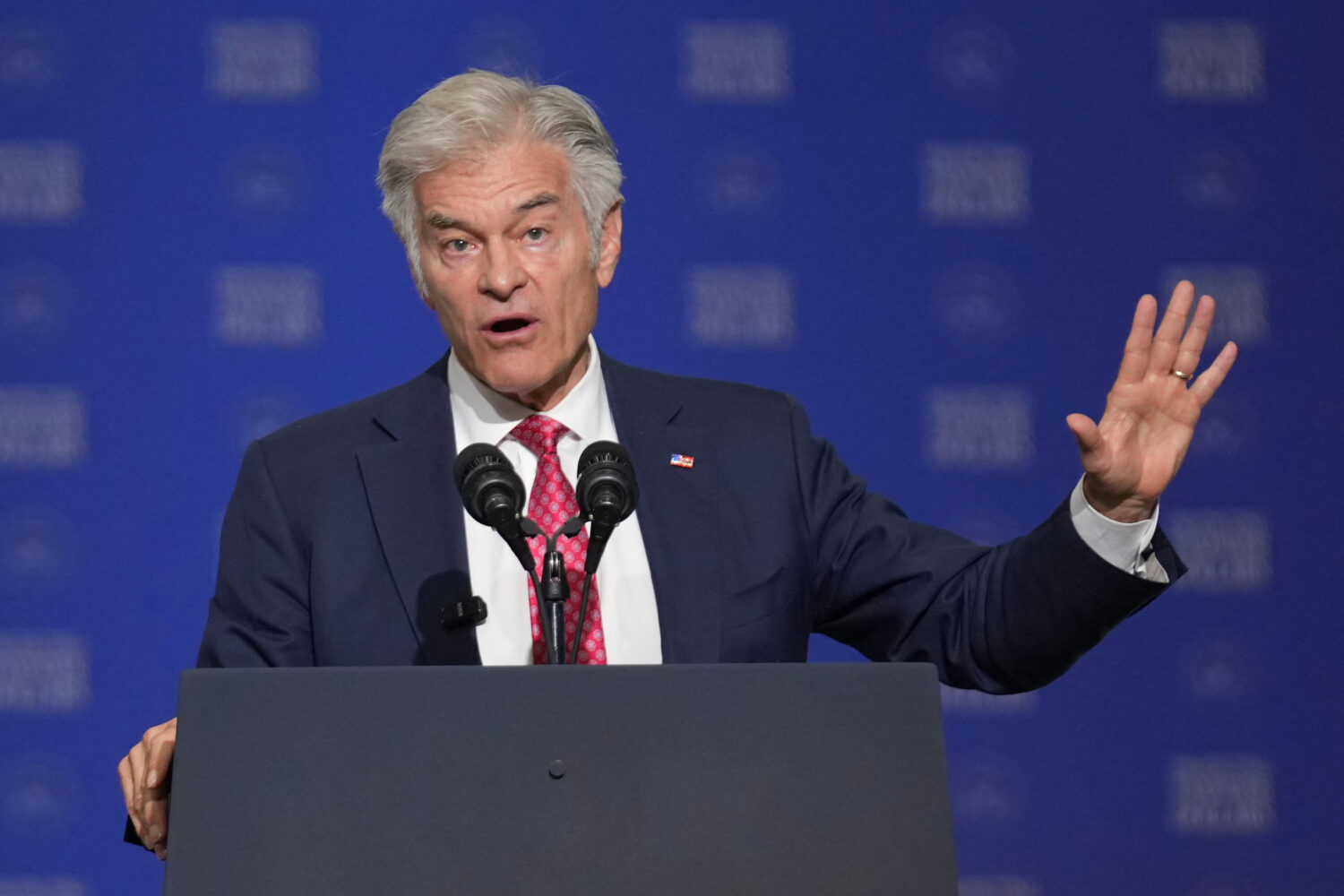 Centers for Medicare & Medicaid Services administrator Dr. Mehmet Oz speaks before Vice President J...