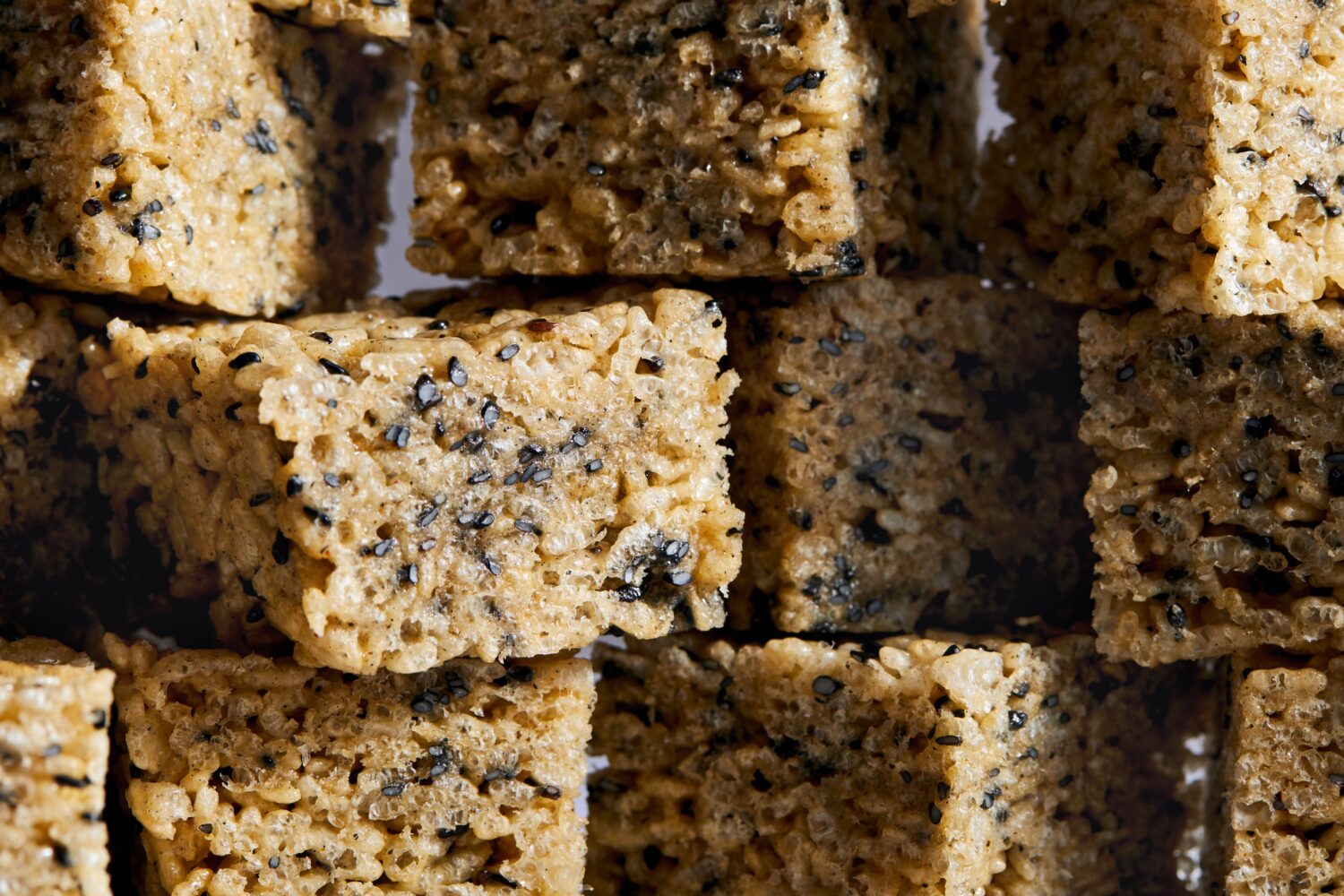 This image released by Voracious shows a recipe for black sesame and brown butter rice krispie trea...
