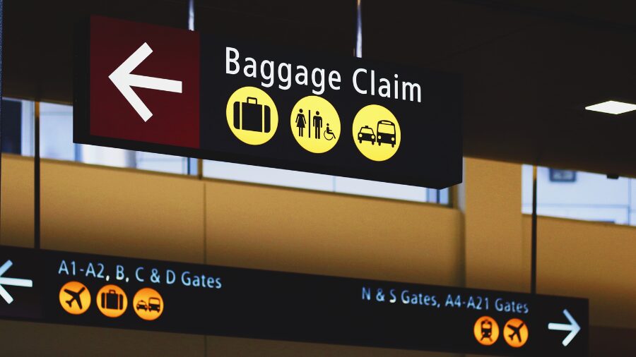 baggage claim sign...