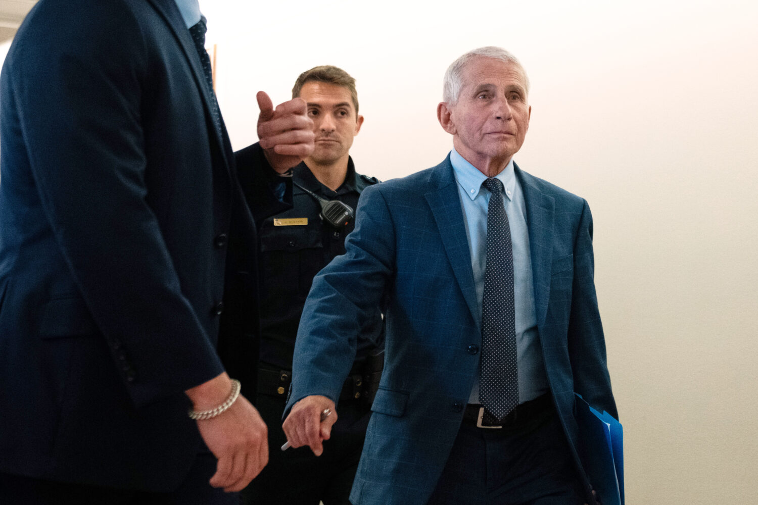 Dr. Anthony Fauci departs after appearing before the Senate Homeland Security and Governmental Affa...