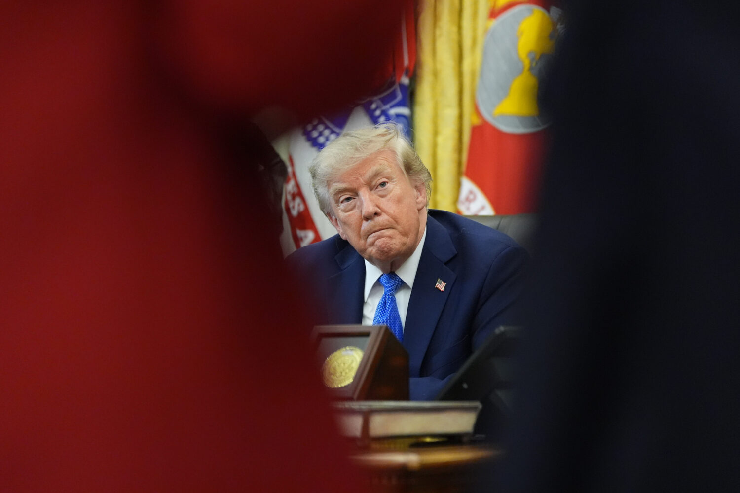 President Donald Trump speaks in the Oval Office of the White House, Thursday, Aug. 6, 2026, in Was...