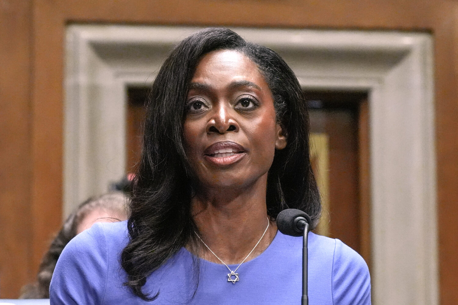FILE - Dr. Erica Schwartz testifies during a Senate Health Education Labor and Pensions committee c...