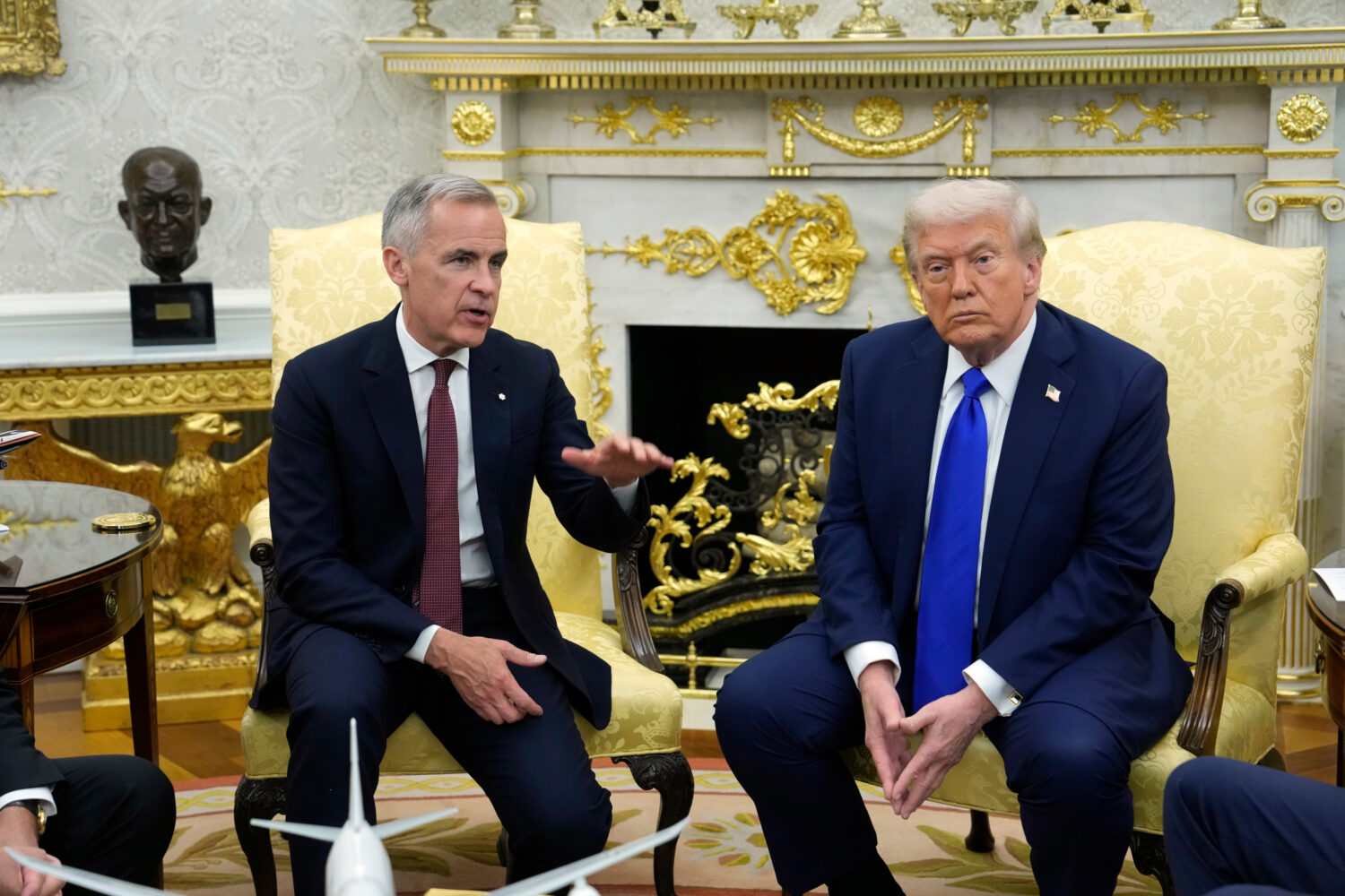 FILE - Canada Prime Minister Mark Carney and President Donald Trump hold a press conference at the ...