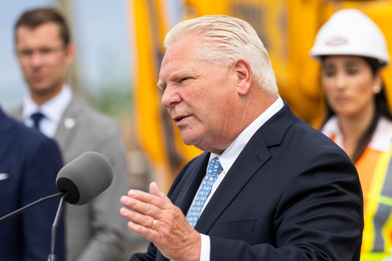 Ontario Premier Doug Ford speaks to media at a housing development in Hamilton, Ontario, Canada on ...