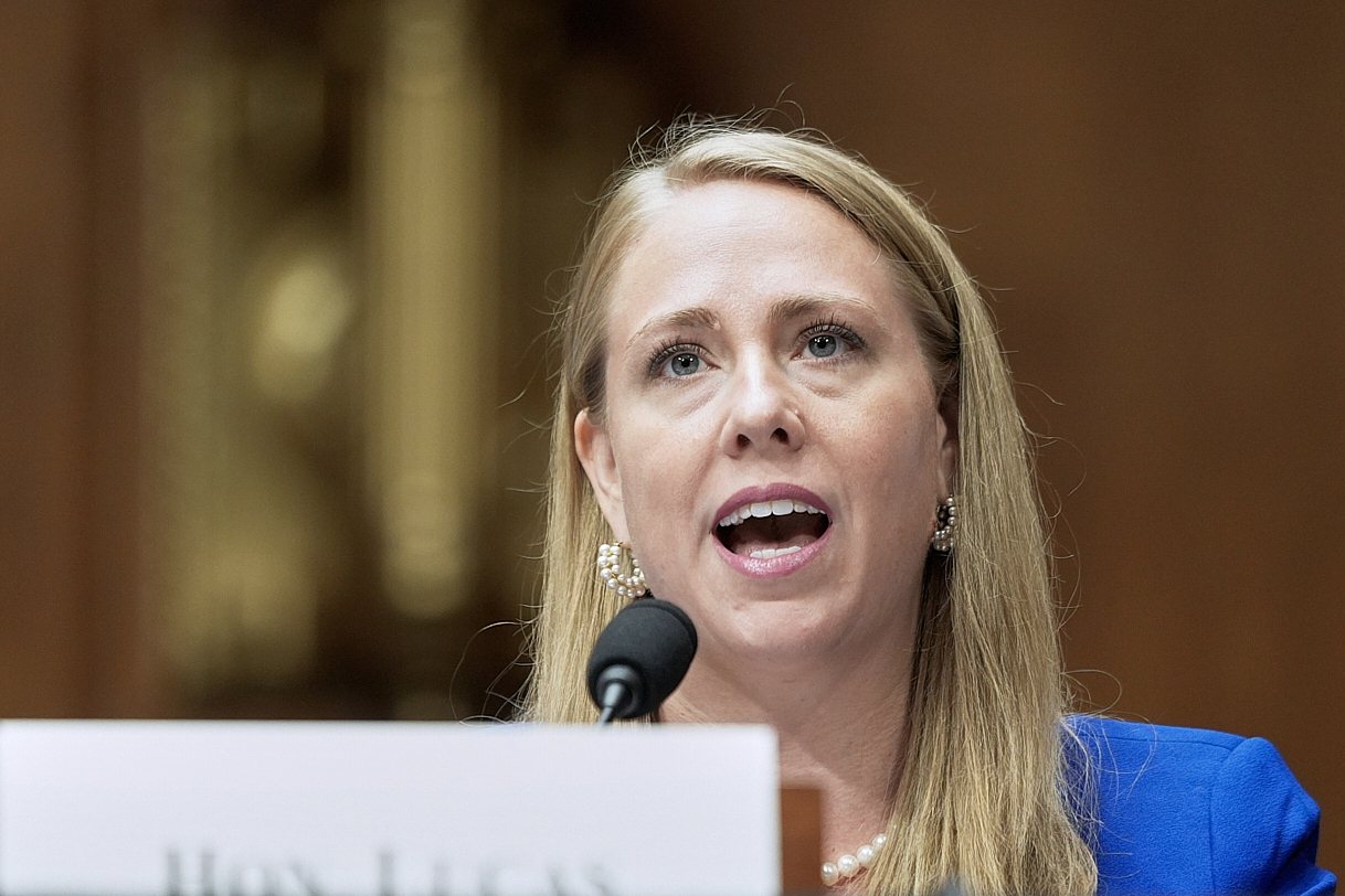 FILE - Andrea Lucas, nominee to be a member of the Equal Employment Opportunity Commission, testifi...