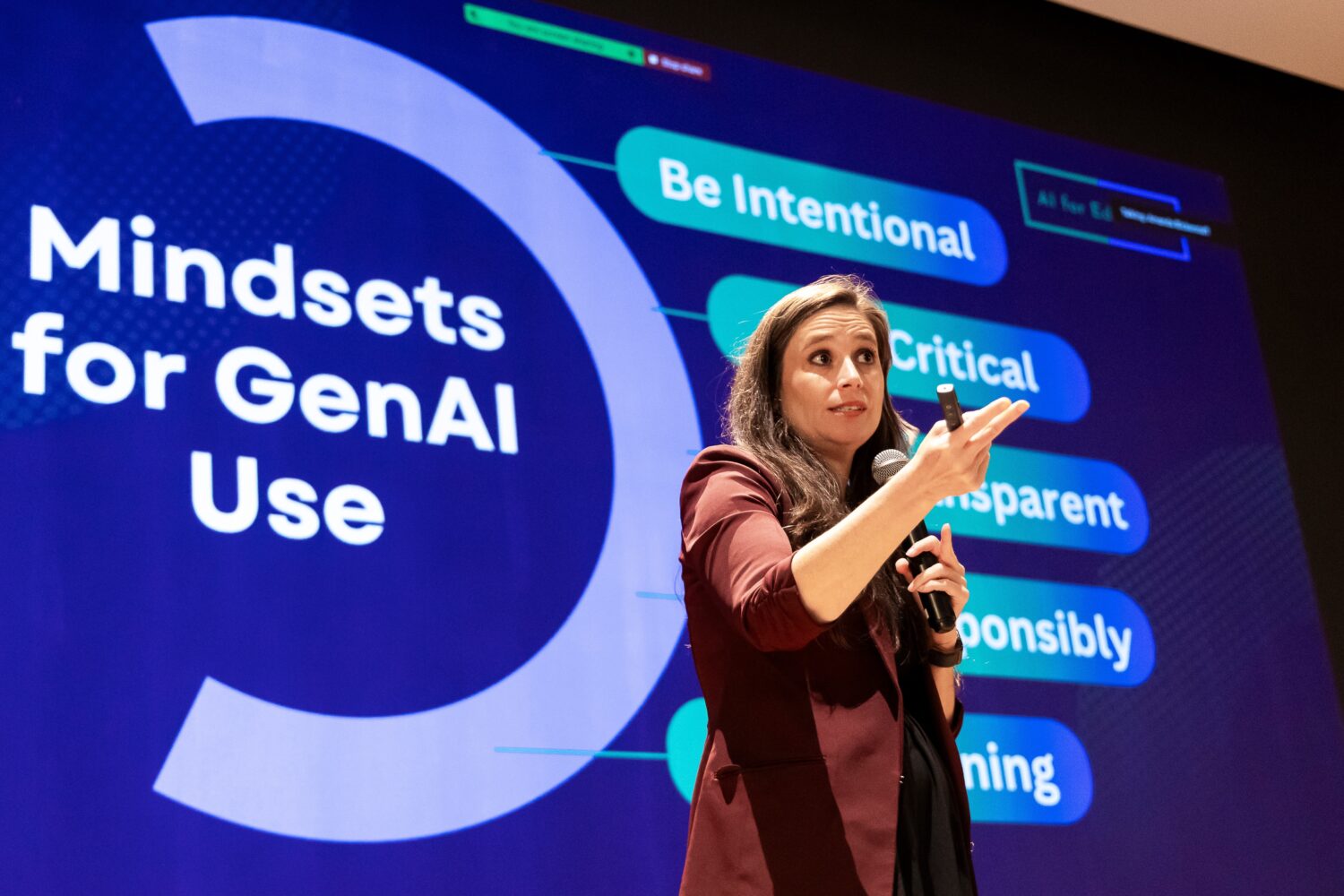 Amanda Bickerstaff, CEO of AI for Education, speaks at Academic Magnet High School during the Charl...