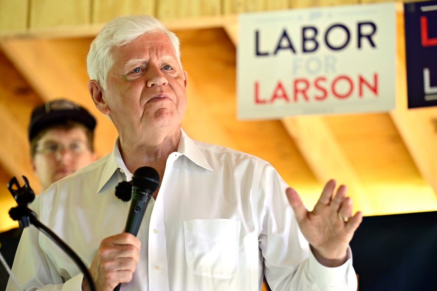 U.S. Rep. John Larson D-Conn., attends a campaign event, Saturday, July 25, 2026, in Bristol, Conn....