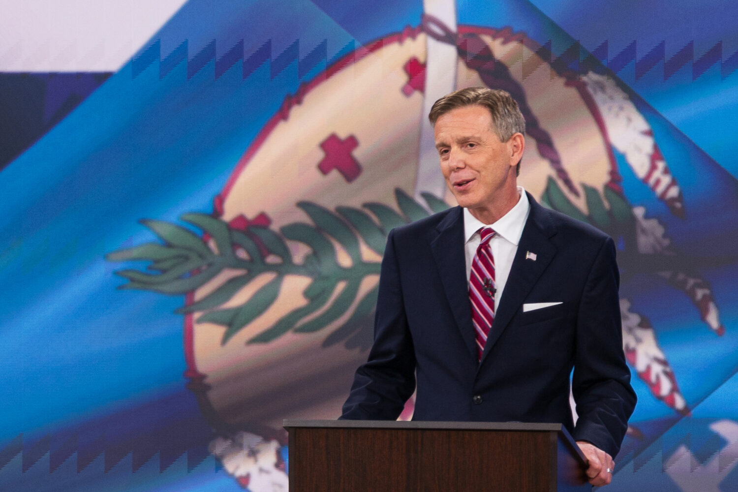 Oklahoma Republican gubernatorial candidate Mike Mazzei delivers his closing remarks at a televised...