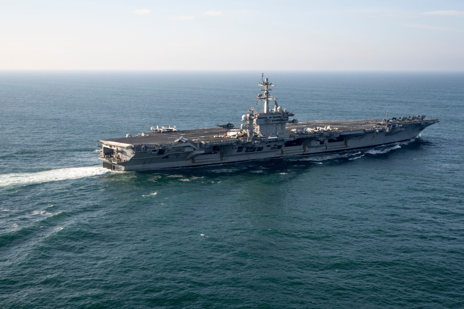 FILE - The USS George Washington aircraft carrier is pictured off the coast of Argentina, May 30, 2...