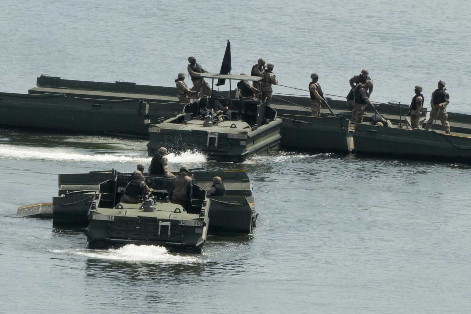 The U.S. Army's soldiers conduct a training exercise on a river in Yeoncheon, South Korea, near the...