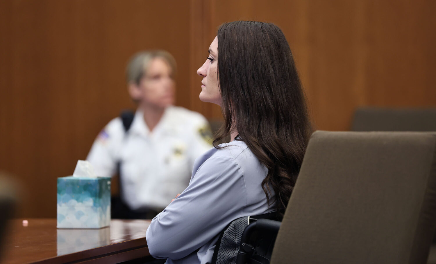 Lindsay Clancy waits for the jury to leave and start deliberations during her murder trial at Plymo...