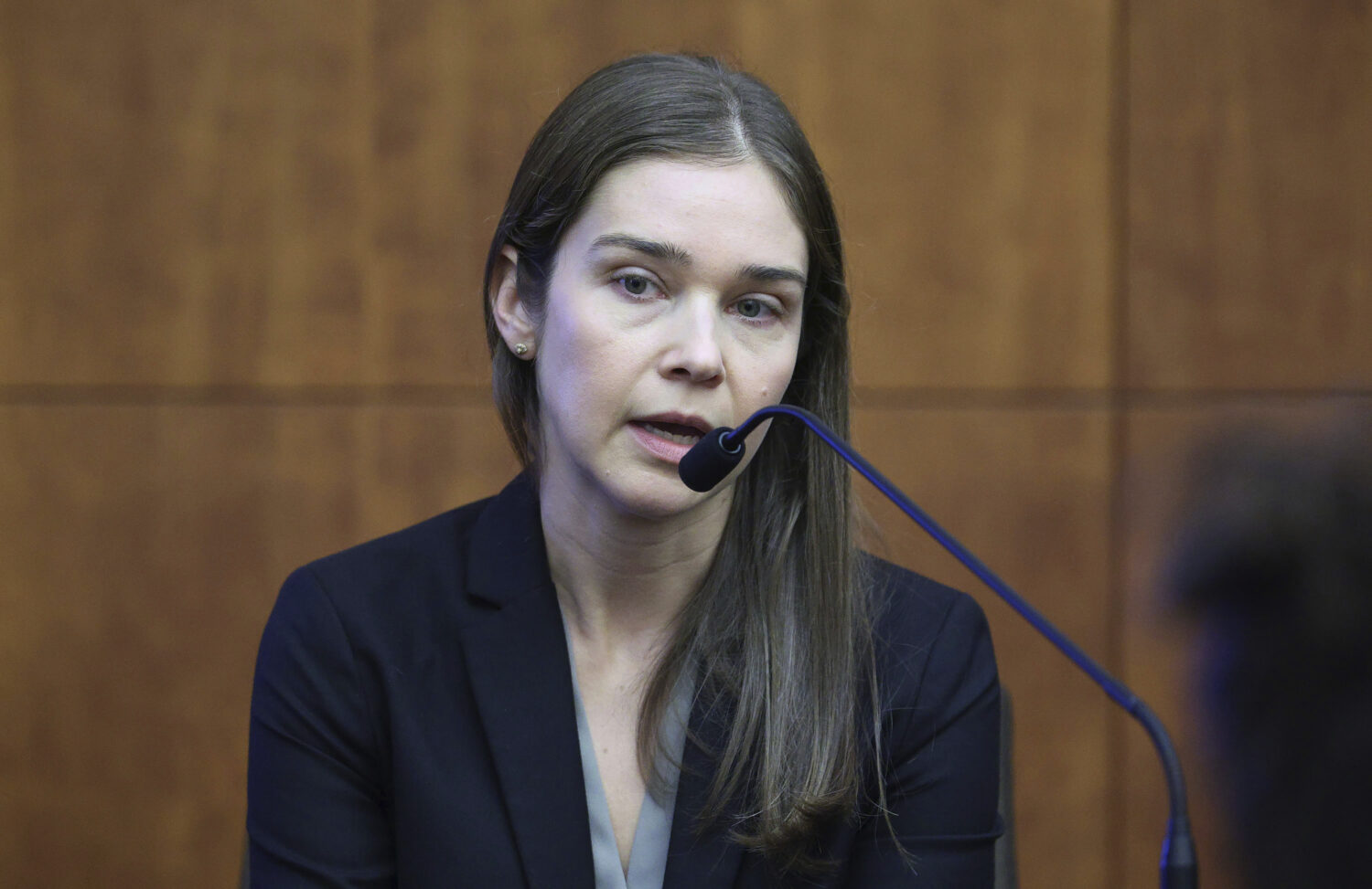 Psychiatrist Dr. Jennifer Tufts speaks on the witness stand during Lindsay Clancy's murder trial at...