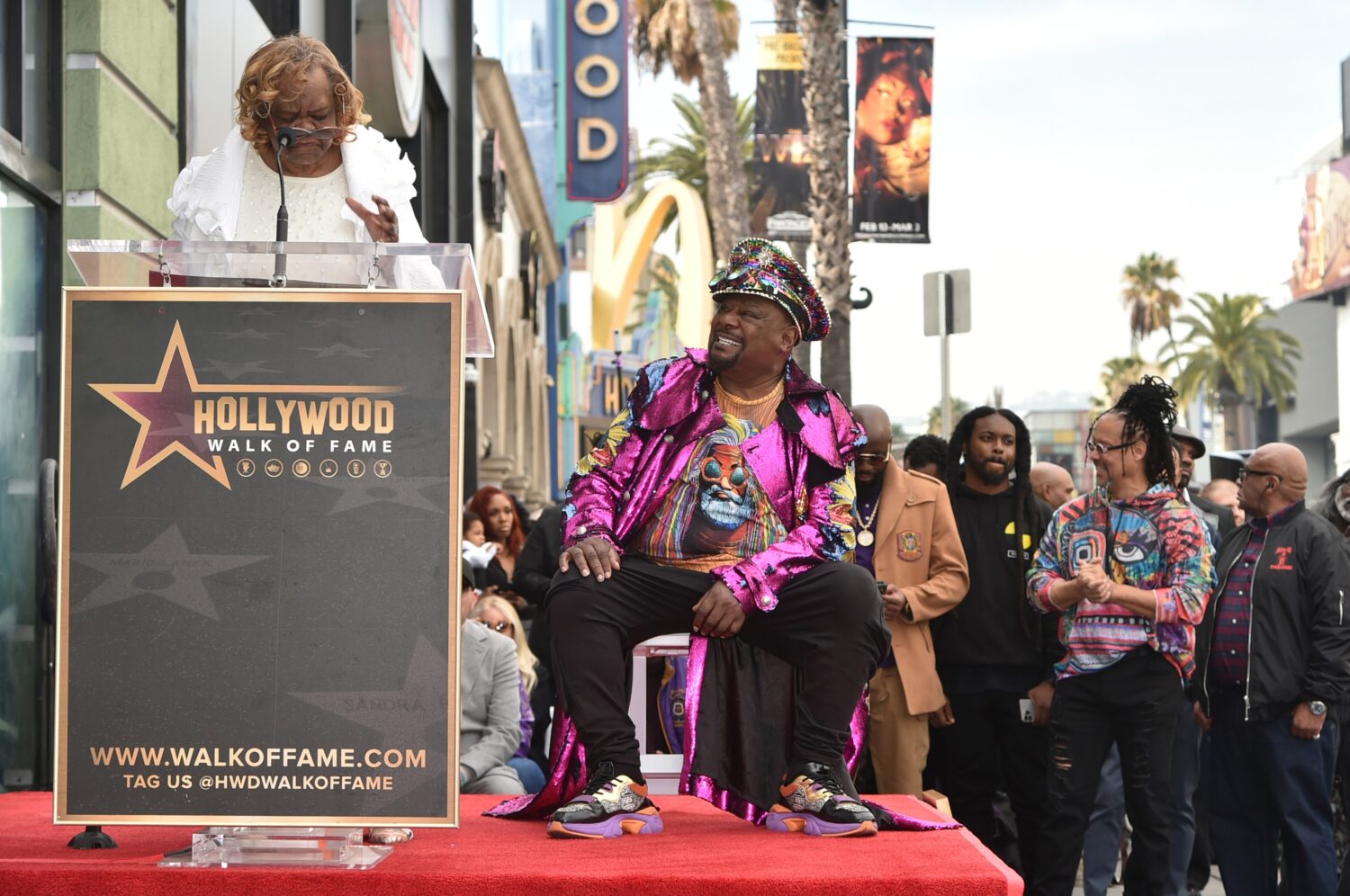 FILE - Janie Bradford, left, and George Clinton attend a ceremony honoring Clinton with a star on t...
