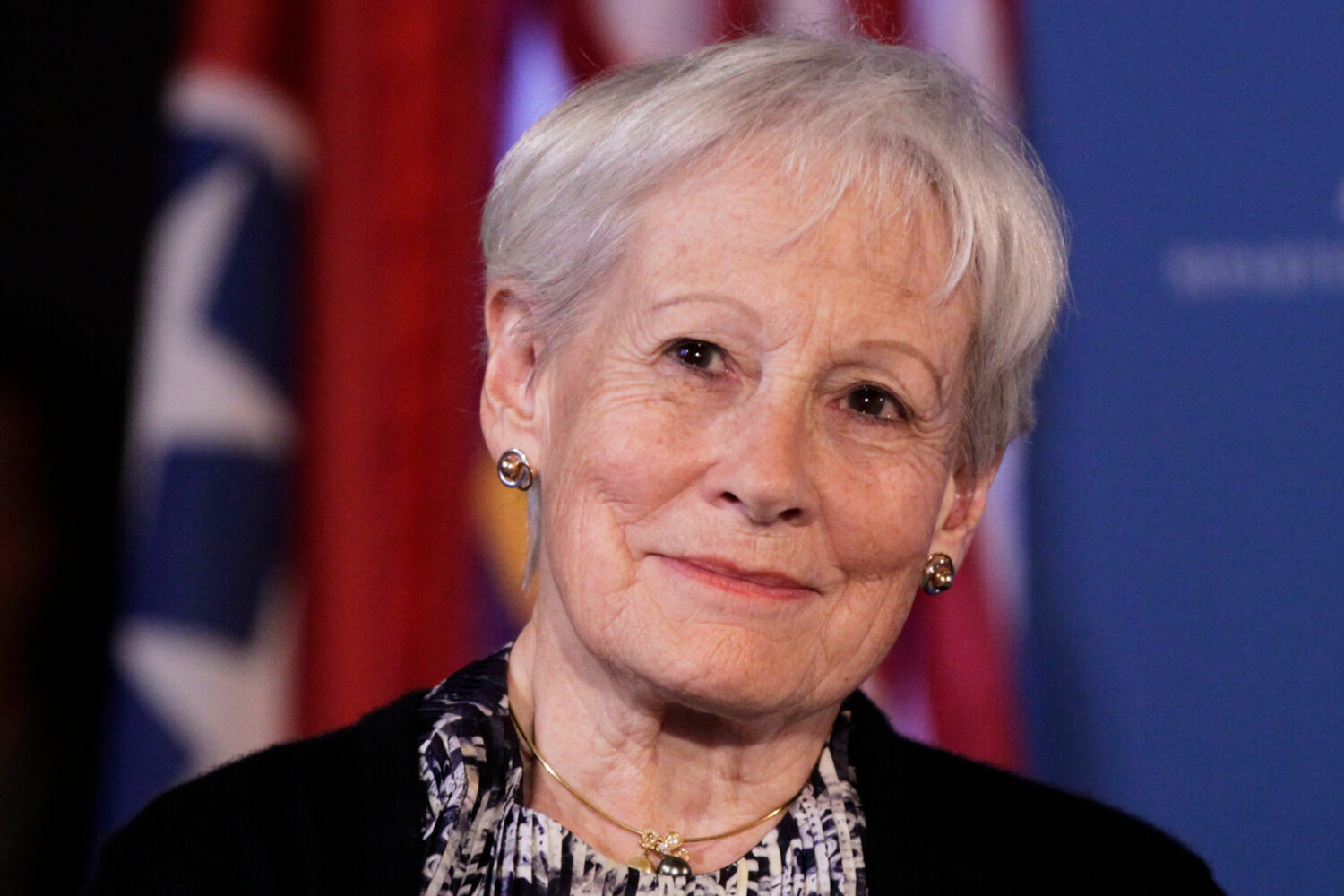 FILE - Former Sen. Nancy Kassebaum Baker, R-Kansas, looks to the stage during, "A Century of Servic...
