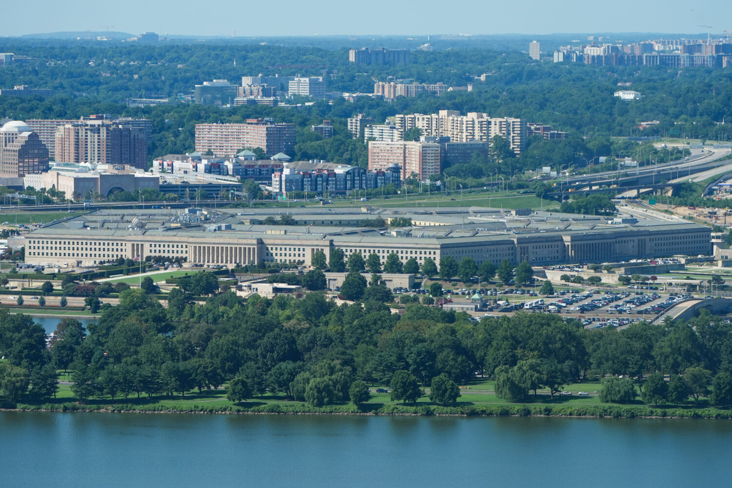 The Pentagon is seen from the Washington Monument, Wednesday, Aug. 19, 2026, in Washington. (AP Pho...