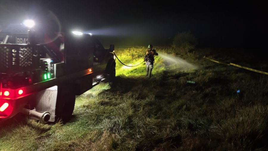 Central Pierce Fire & Rescue crews patrolling the Little Giant Fire at night, looking for hot spots...