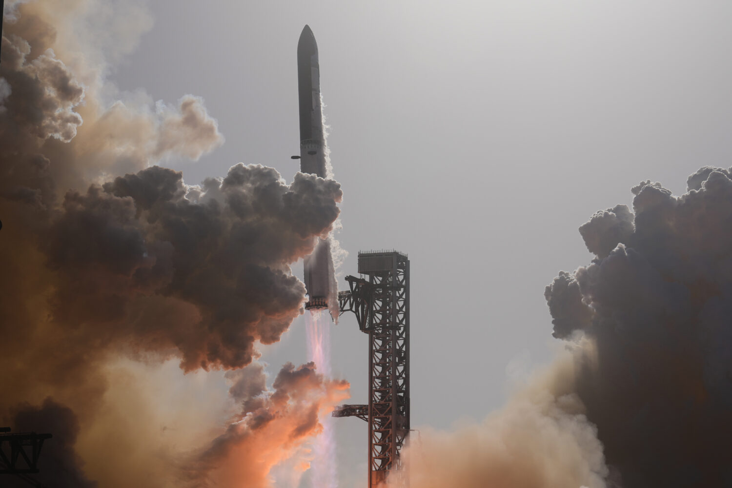 SpaceX's mega rocket Starship lifts off for a test flight from Starbase, Texas, Friday, July 24, 20...