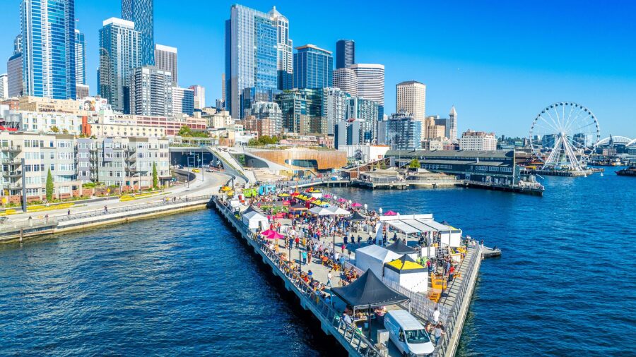 The seattle waterfront...