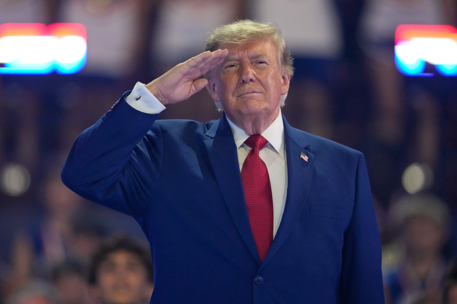 President Donald Trump attends the Patriot Games at Spire Academy in Geneva, Ohio, Tuesday, Aug. 11...