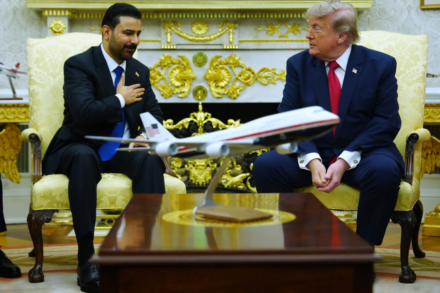 President Donald Trump meets with Iraq's Prime Minister Ali al-Zaidi in the Oval Office of the Whit...