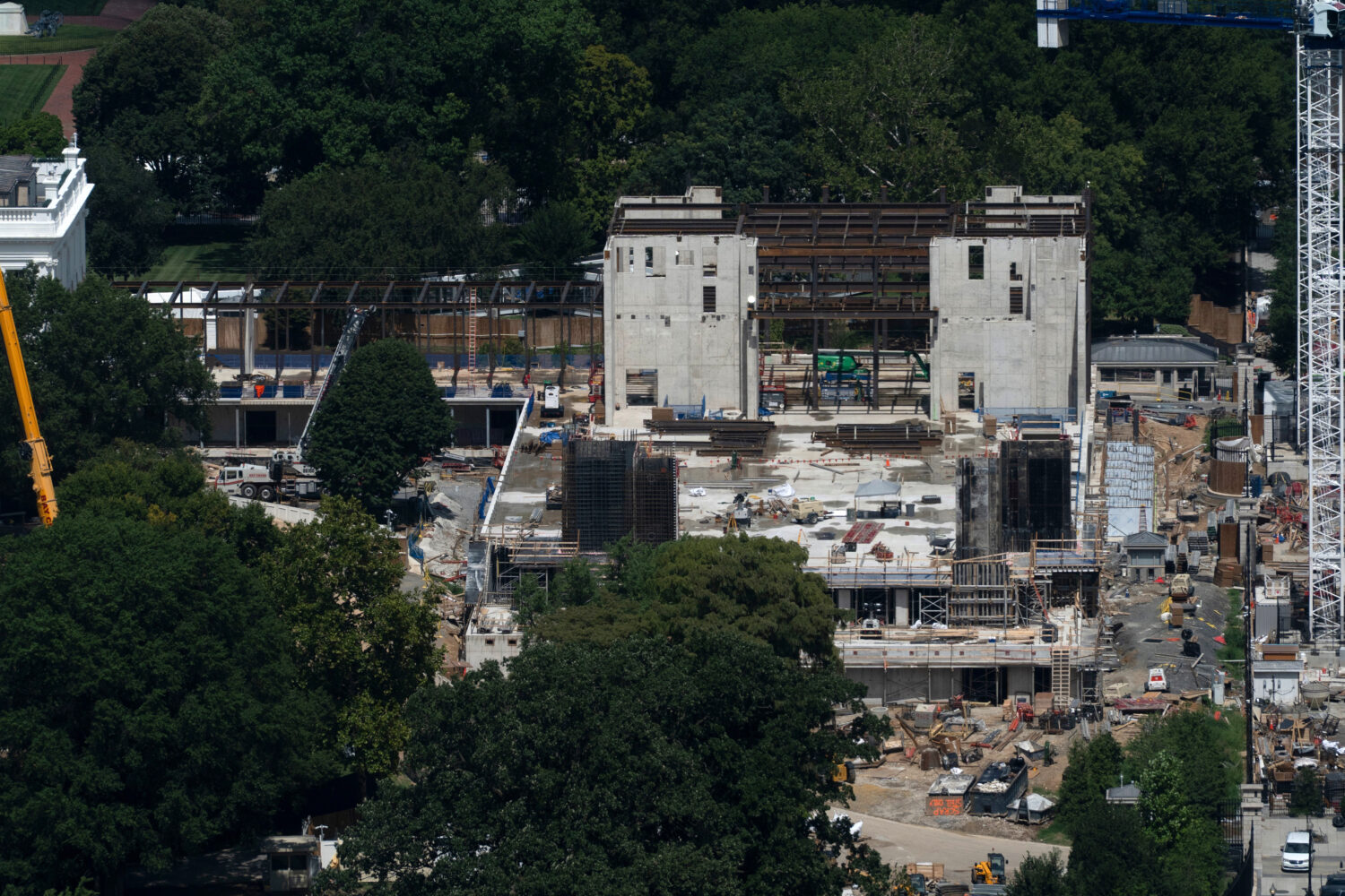 The new White House ballroom under construction, built on the demolished East Wing, is pictured, as...