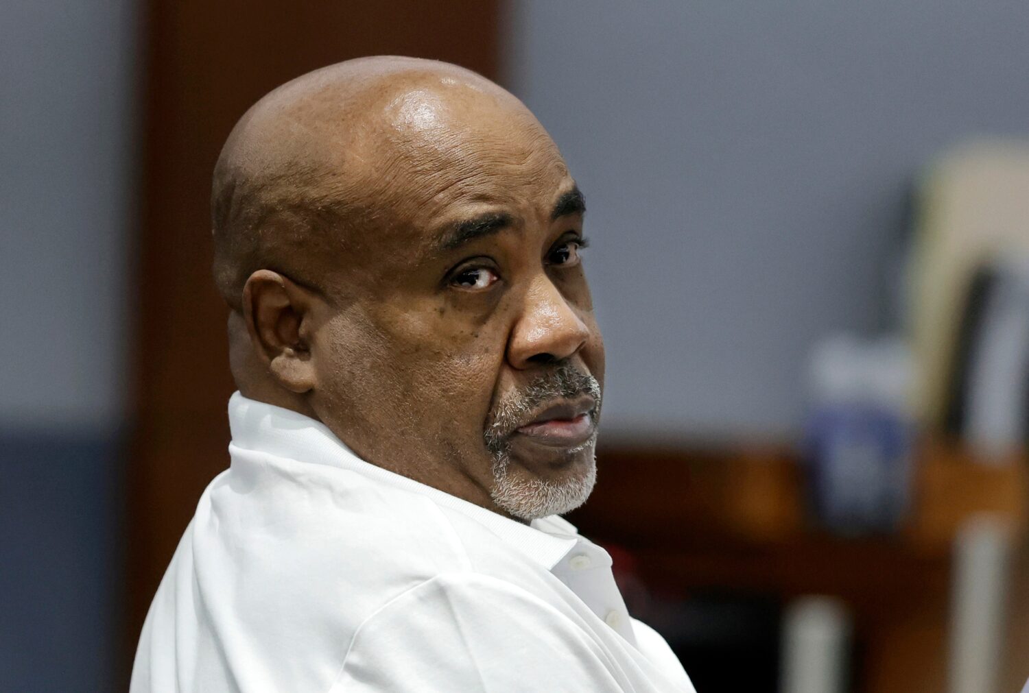 Duane Davis appears in court during the third day of jury selection in his murder trial, related to...