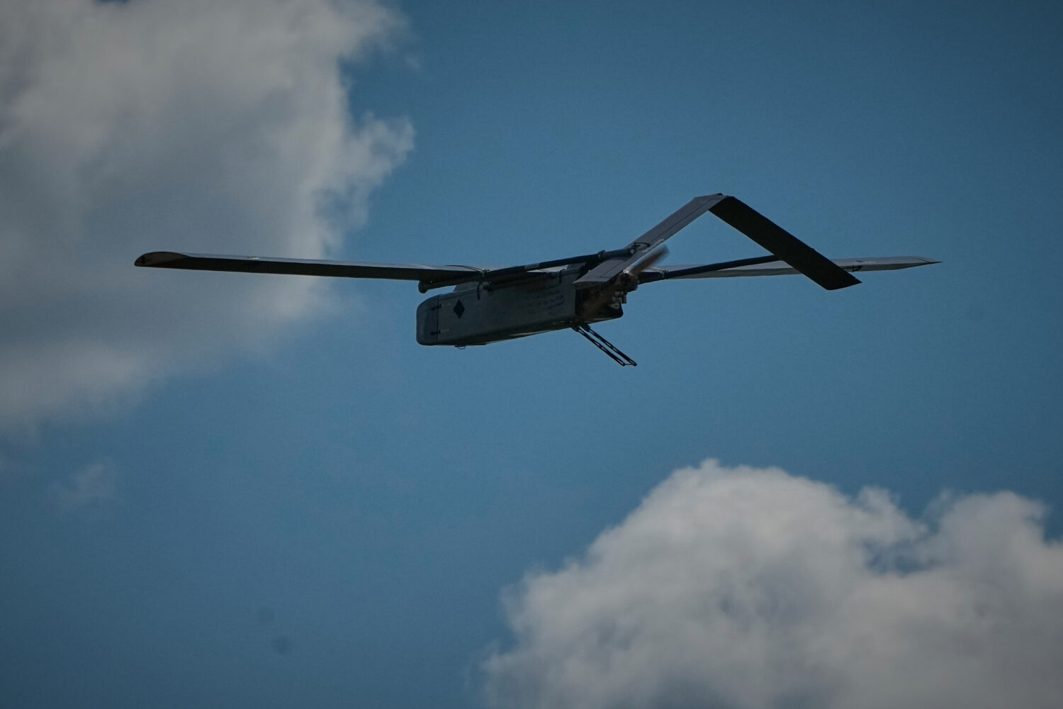 FILE - A Ukrainian FP-1 long-range attack drone is launched at an undisclosed location in Ukraine, ...