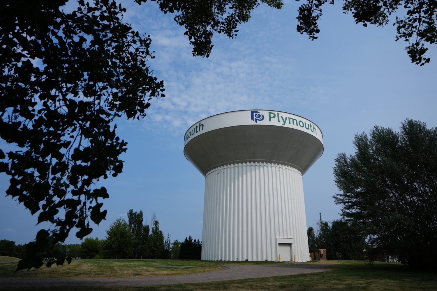 A water tower is seen Thursday, July 30, 2026, in Plymouth, Minn. A cyberattack targeted the operat...