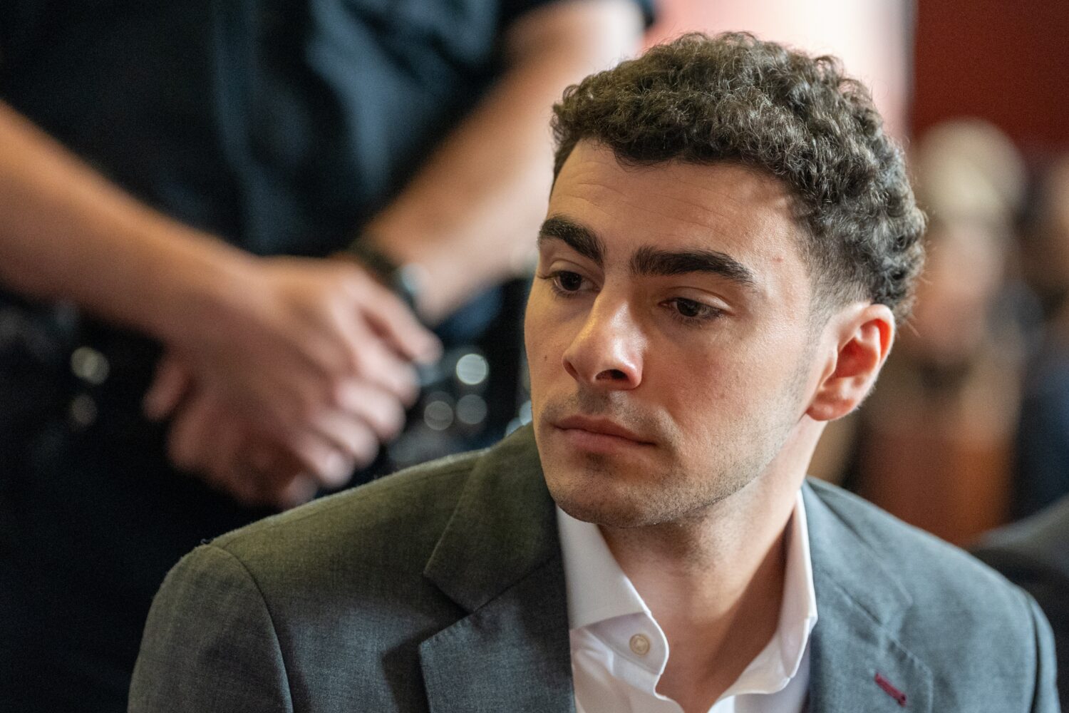 Luigi Mangione attends a pre-trial hearing at Manhattan Criminal Court in New York, Tuesday, Aug. 1...