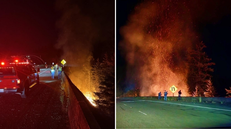 olympia encampment fire i-5...